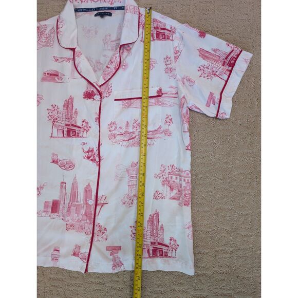 Katie Kime Pajama Set Womens Large Red Pink Atlanta Georgia Short Sleeve - Picture 7 of 10